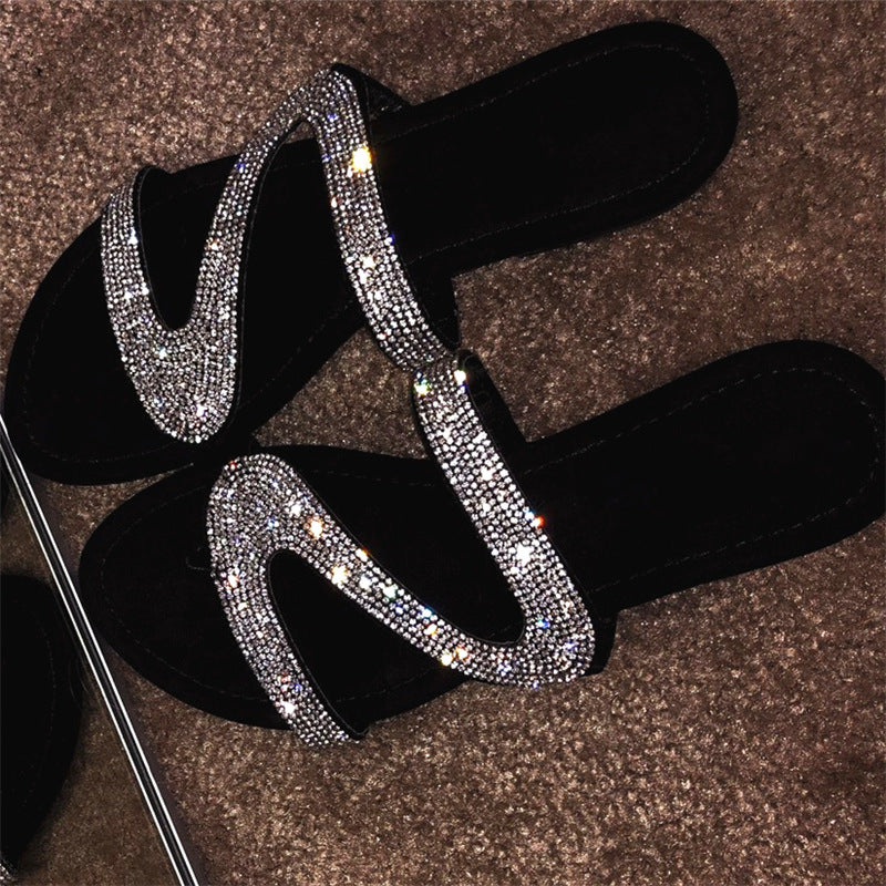 [Soft Jelly Summer Slippers] Transparent Soft Jelly Summer Flat Bling Slippers - Plus Size Women Flip Flops Sandals Outdoor Beach Ladies Slides