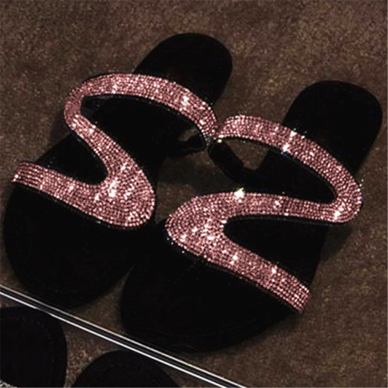 [Soft Jelly Summer Slippers] Transparent Soft Jelly Summer Flat Bling Slippers - Plus Size Women Flip Flops Sandals Outdoor Beach Ladies Slides