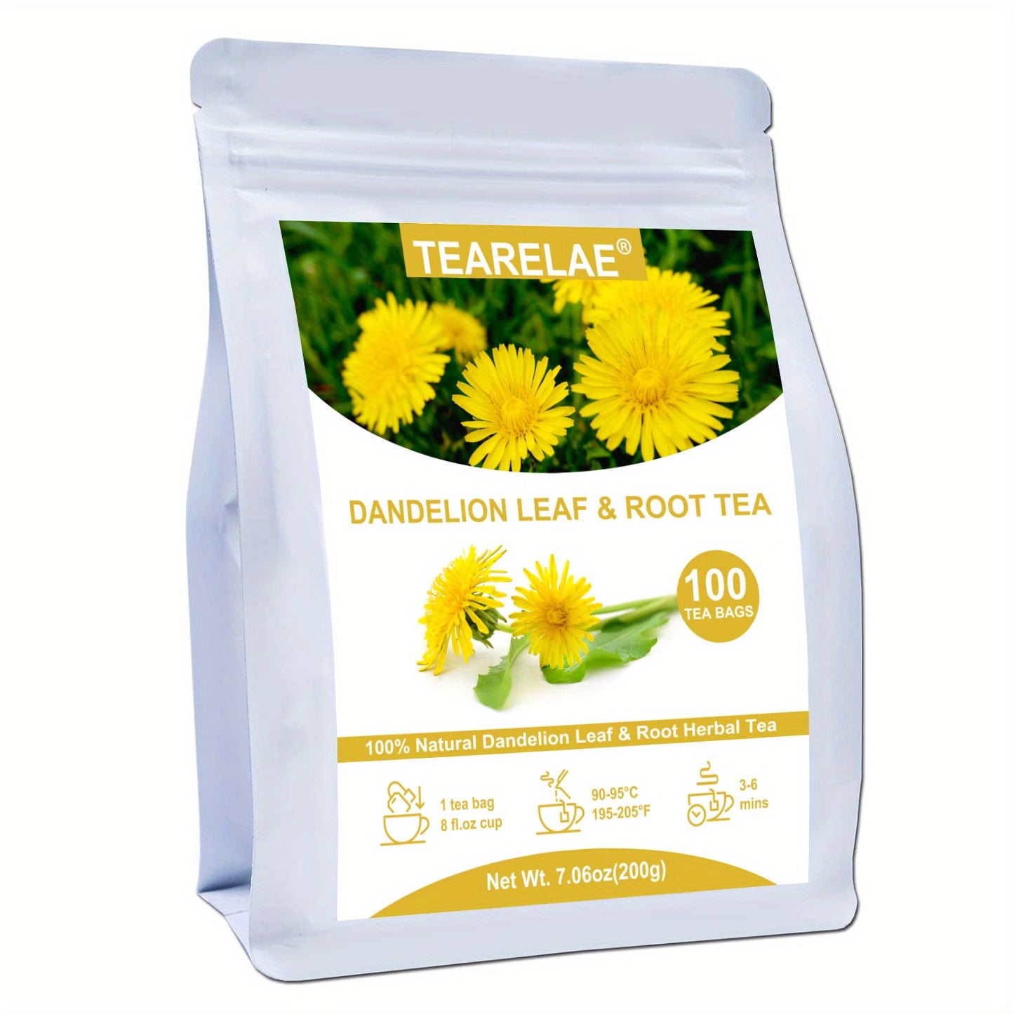 TEARELAE - Dandelion Leaf & Root Tea - Caffeine-free Herbal Tea - Dandelion Tea Bags - 7.06 oz