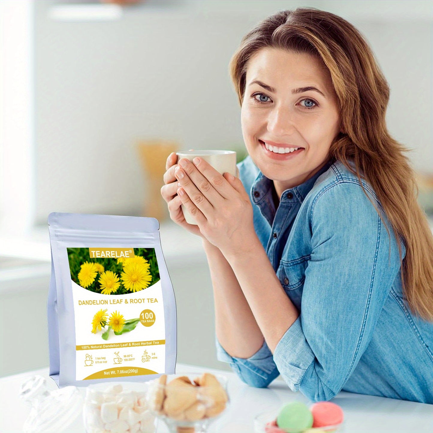 TEARELAE - Dandelion Leaf & Root Tea - Caffeine-free Herbal Tea - Dandelion Tea Bags - 7.06 oz