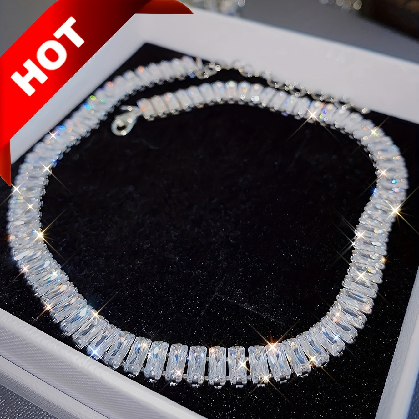 Chunky Shiny Tennis Necklace Ladies Party Necklace For Wife And Friends Pendant Necklace Chain Necklace Charm Necklace Chocker Statement Necklace