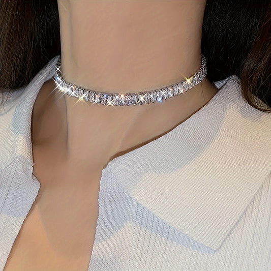Chunky Shiny Tennis Necklace Ladies Party Necklace For Wife And Friends Pendant Necklace Chain Necklace Charm Necklace Chocker Statement Necklace