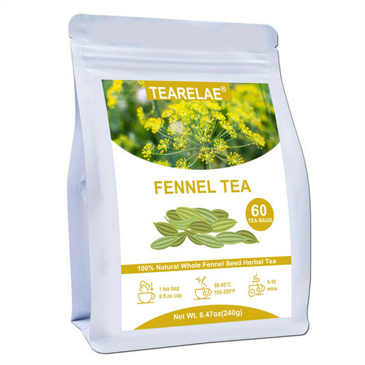 TEARELAE - Fennel Tea - Caffeine-free Tea - Premium Whole Fennel Seeds Tea Bags - 8.47 oz (4g X 60 Bags)