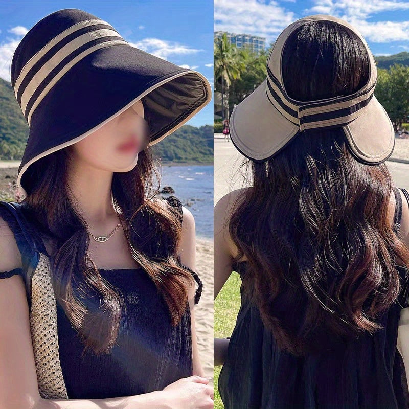 1pc Women's Summer Hat Female Outdoor Beach UV Protection Breathable Empty Top Hats Lady Foldable Hollow Scallop Cap