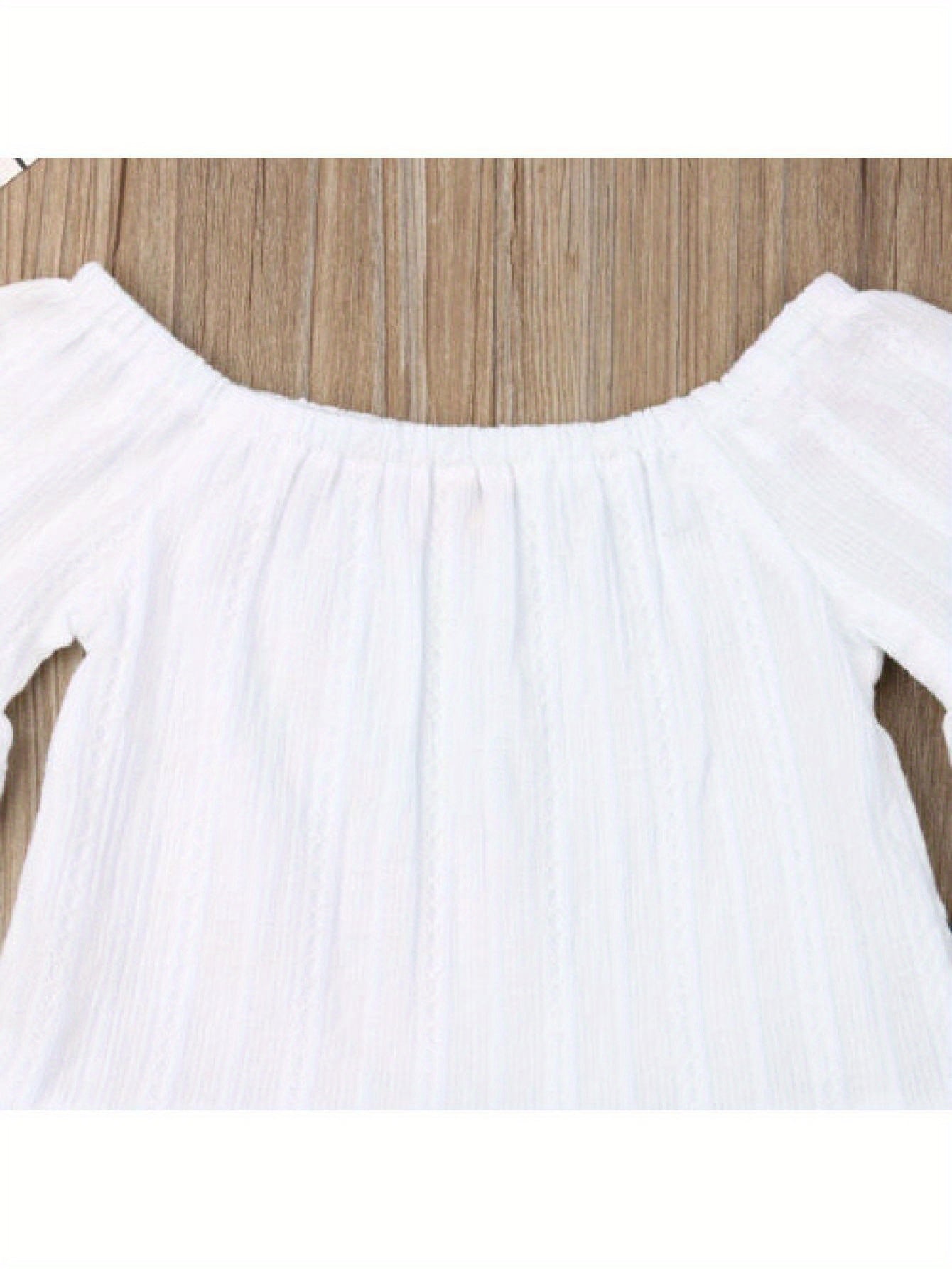 1-6 Years Toddler Girl Denim Pant Clothes Set 2pcs Off Shoulder Tops+Beading Denim Pants Baby Summer Outfits, for Outdoor