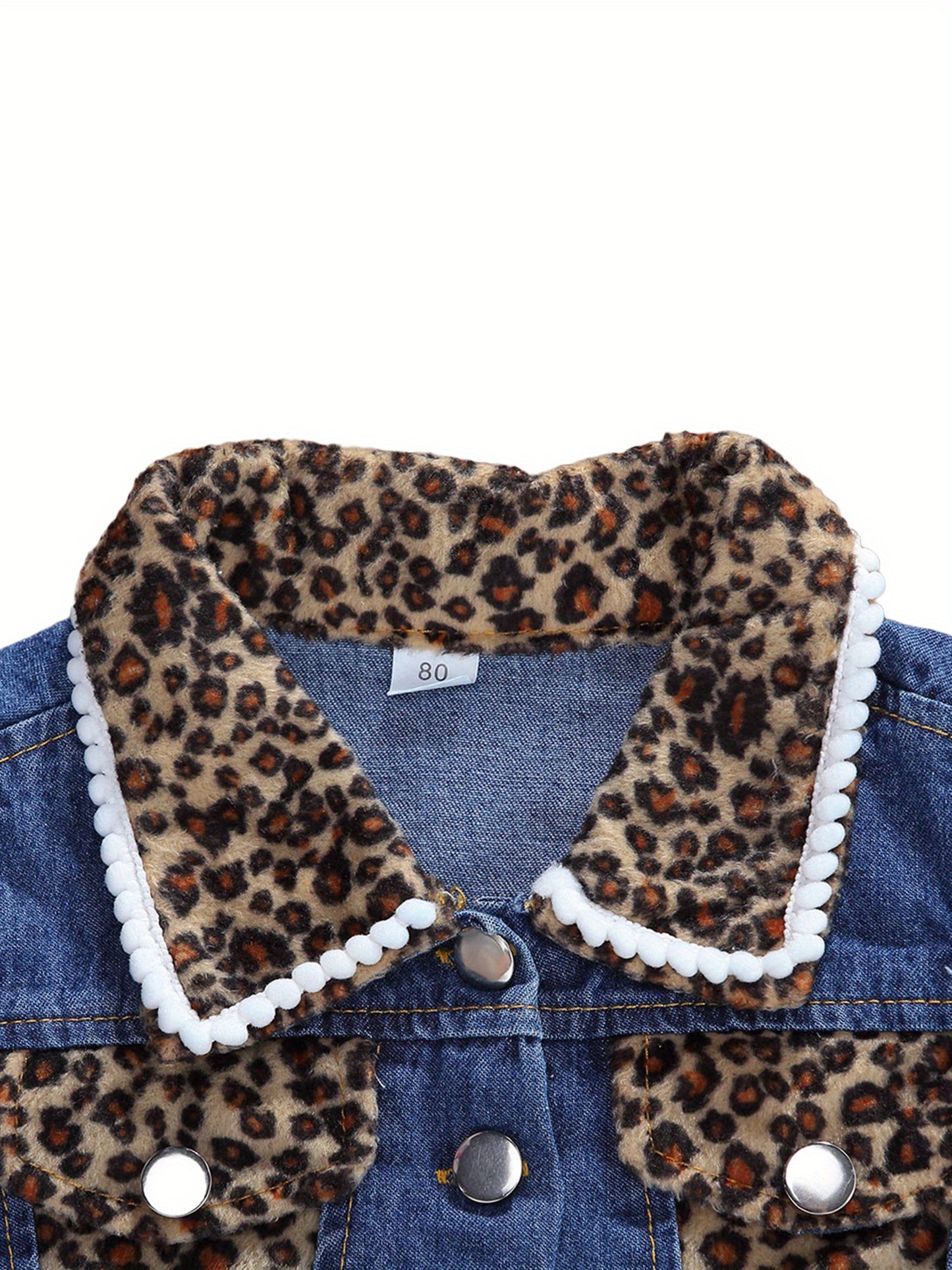 Girlacute;s Summer Outfit Sets Sleeveless Leopard Print Denim Top + Leopard Print Denim Shorts, Perfect for Outdoor