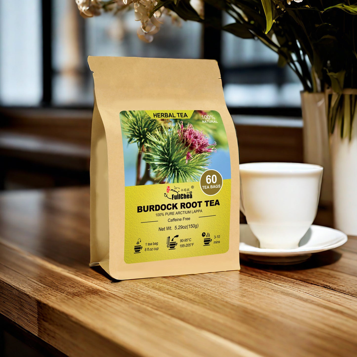 [60 Teabags Burdock Root Tea] Premium Burdock Root Tea Bags, 60 Teabags, 2.5g/Bag | Naturally Herbal Tea, Best for Christmas Gift Xmas FullChea