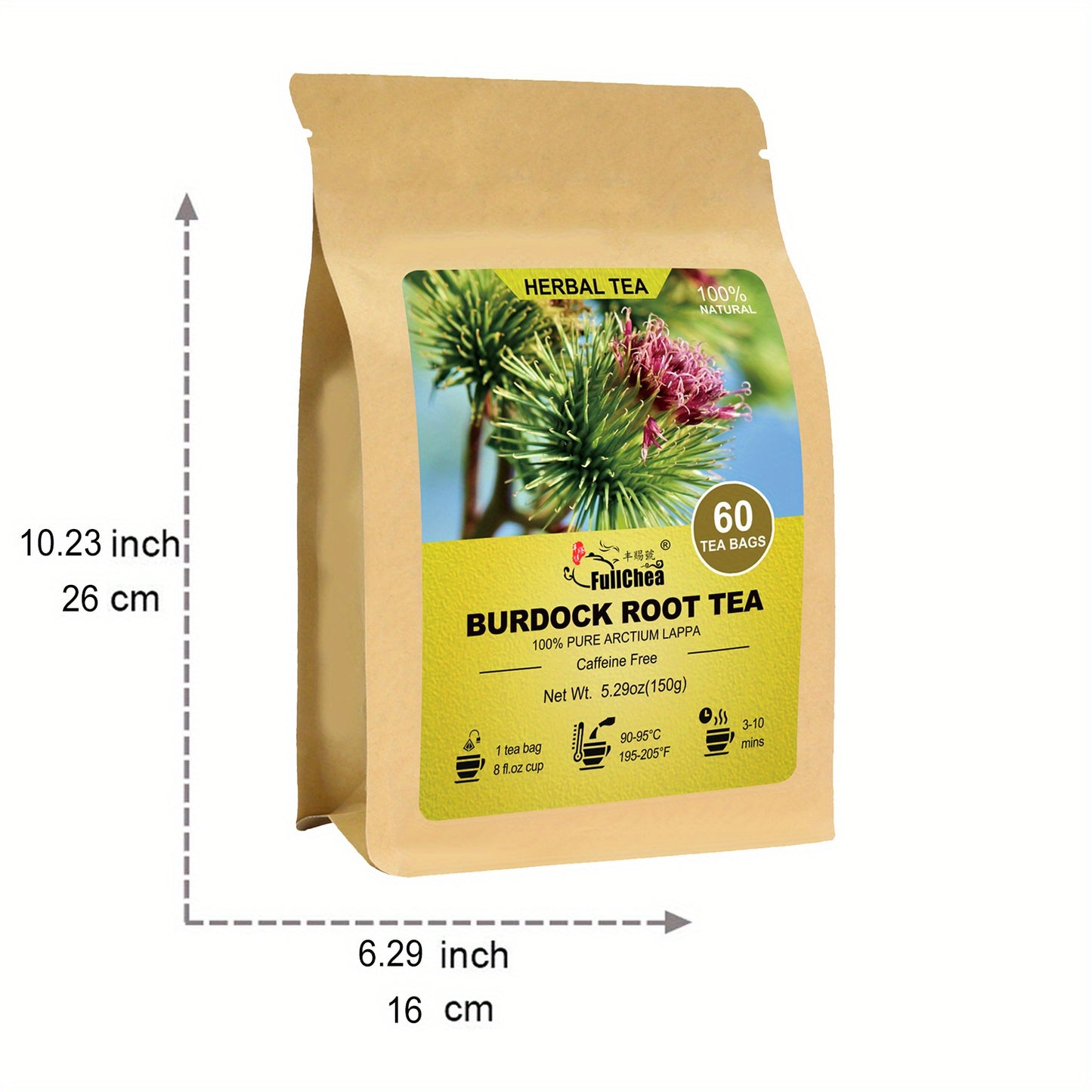 [60 Teabags Burdock Root Tea] Premium Burdock Root Tea Bags, 60 Teabags, 2.5g/Bag | Naturally Herbal Tea, Best for Christmas Gift Xmas FullChea