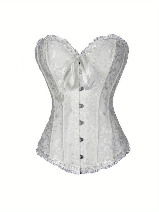 Women's Plus Size Corset L-6XL - Elegant Floral Lace Waist Shaping Bustier Top, 100% Polyester Machine-Washable Summer Wedding Dating Costume Party Photography Corset, Wedding Corset | Floral Bustier | Smooth Fabric Finish, C