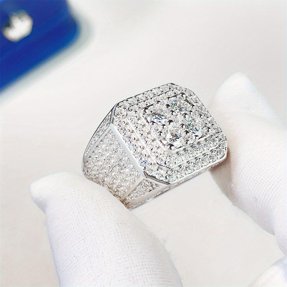 Hip Hop New S925 Silver Moissanite Men's Ring Light Luxury Ring Trend Fashion Party Street Photo Gift Customization 18k Gold Plated