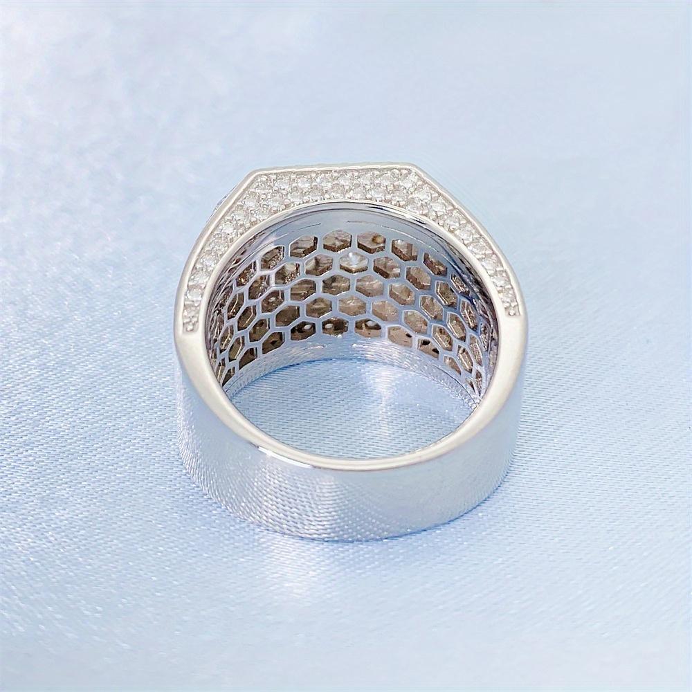 Hip Hop New S925 Silver Moissanite Men's Ring Light Luxury Ring Trend Fashion Party Street Photo Gift Customization 18k Gold Plated