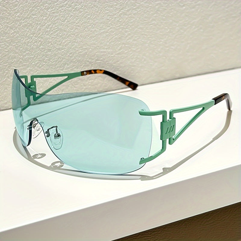 Women'S Rimless Wraparound Glasses - Non-Prescription Everyday & Formal Eyewear, Lightweight Zinc Alloy Frame, Modern Minimalist Look for Parties, Photoshoots - Compatible with Prescription Lenses, Party Accessories, Stylish