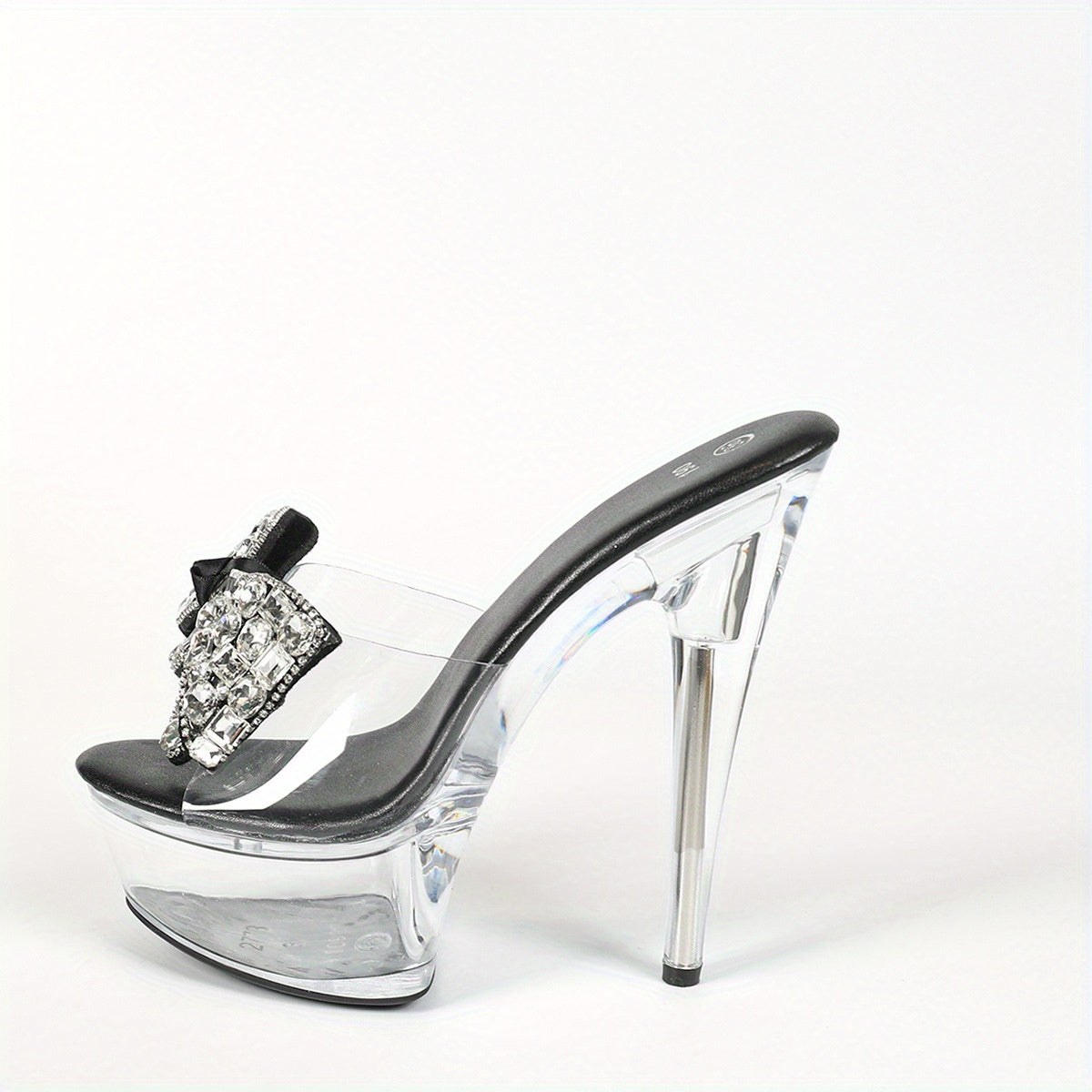 [Warehouse Stock] Rhinestone Sexy High Heels 15CM Stiletto Waterproof Platform Slippers Transparent Crystal Shoes High Heels