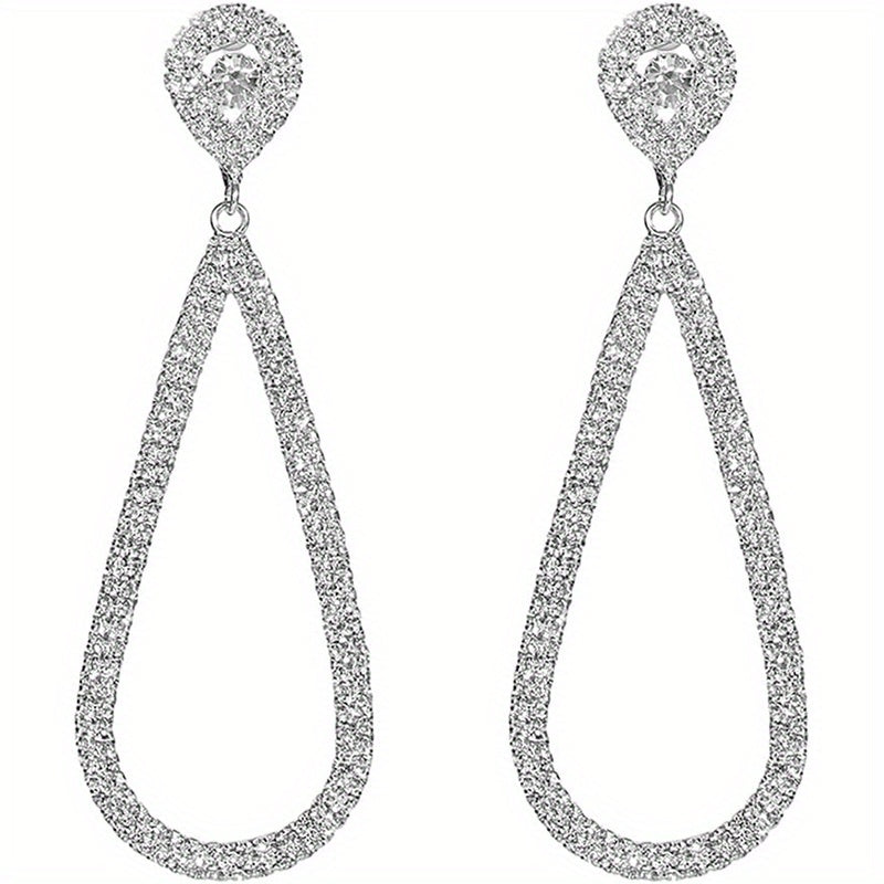 Simple Rhinestone Earrings for Brides, Featuring Chandelier And Tassel Designs, Perfect for Halloween with a Long Style That Sparkles.