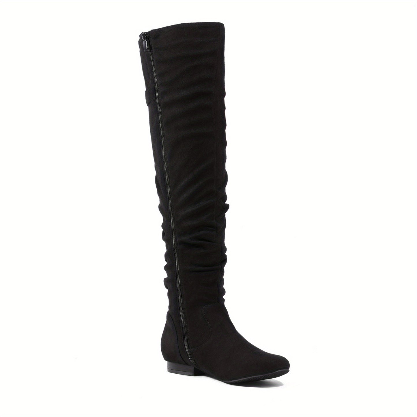 Elegant Women's Cover Over-the-Knee Boots - Teal Pointed Toe with Chunky Low Heel, Slip-Resistant Sole, Lace-Up & Buckle Detail - Cozy Winter Fashion Boots for Comfortable Walking, Perfect Christmas Gift, Comfortable Walking