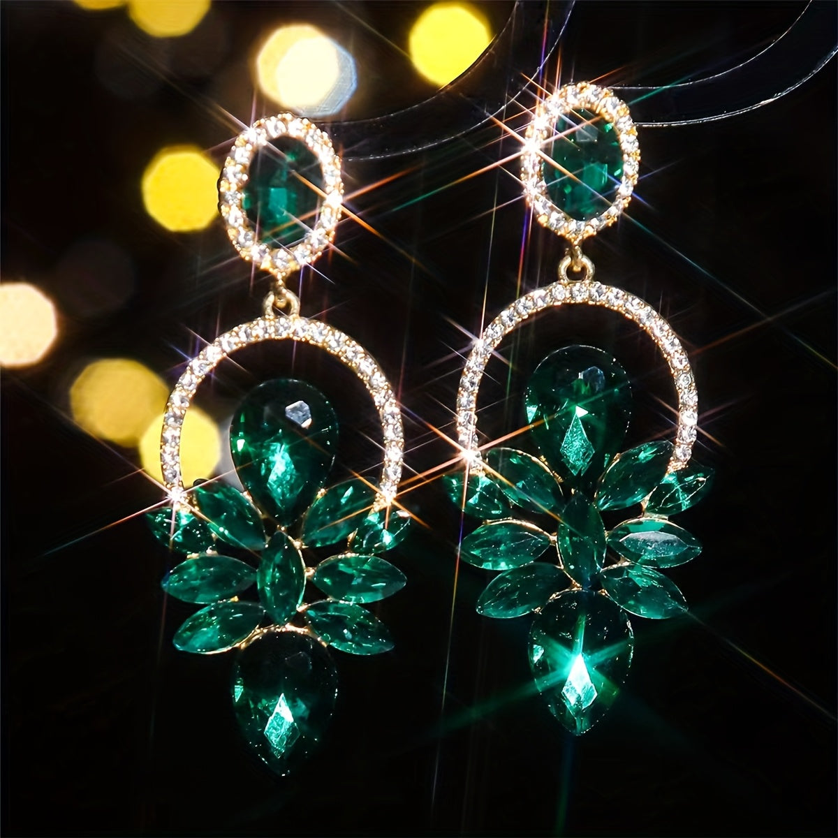 Luxurious And Fashionable Bling-Bling Party Earrings for Women, Featuring Colorful Glass And Rhinestones, with a Bold And Elegant Design