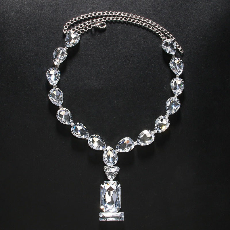 Water Drop Necklace Personalized Exaggerated Necklace Queen Accessories Rhinestones
