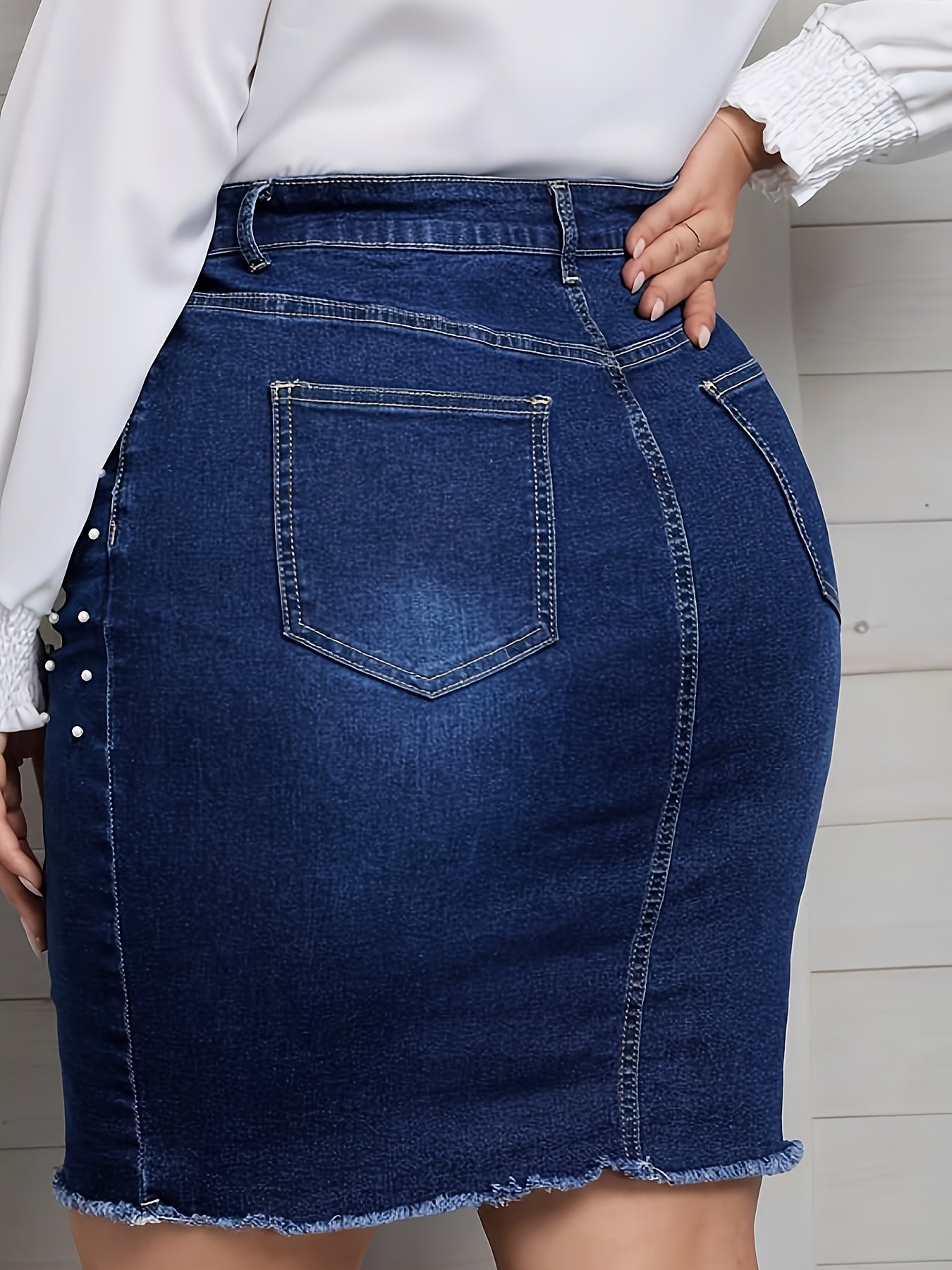 Stretch Democracy High Waist Belly Cinched Tight Hip Lift Boot Style Fashion Ripped Casual New Plus Size Denim Skirt