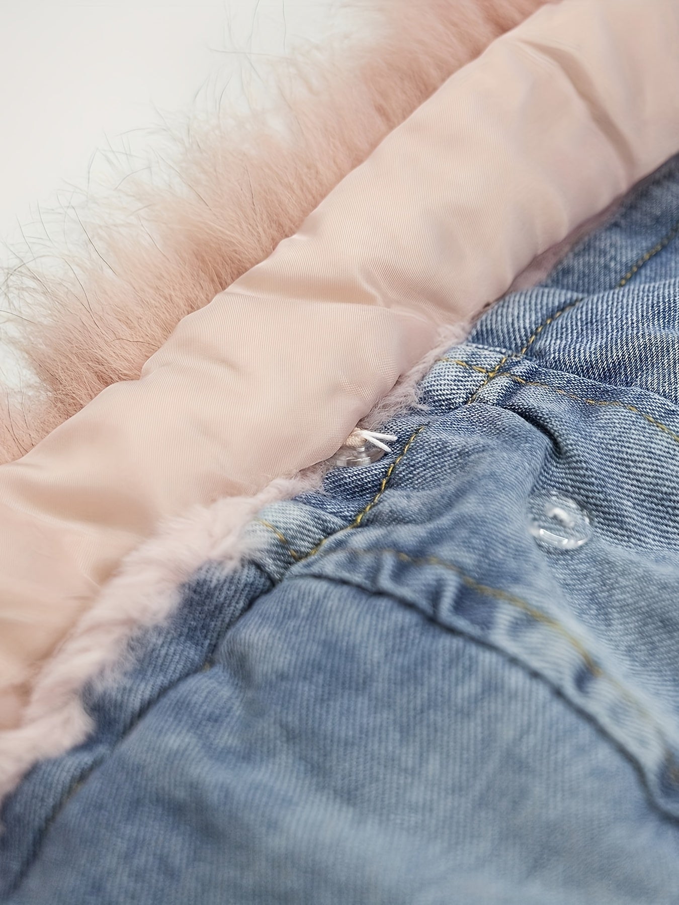 Holly Oversized Denim Fur Hooded Winter Coat Jacket