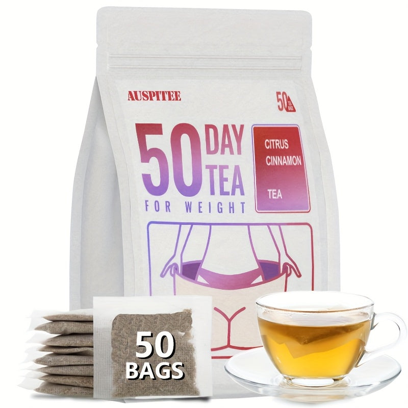 50 Day Herbal Cleansing Tea Delicious Big Belly Tea, 3.53 Oz (2g X 50 Bags) Cassia Seed Mint Leaf Cinnamon Dandelion Root Dry Ginger Chamomile Tea Healthy Herbal Blend, Natural Ingredients, Rejuvenate Body And Mind, Health An