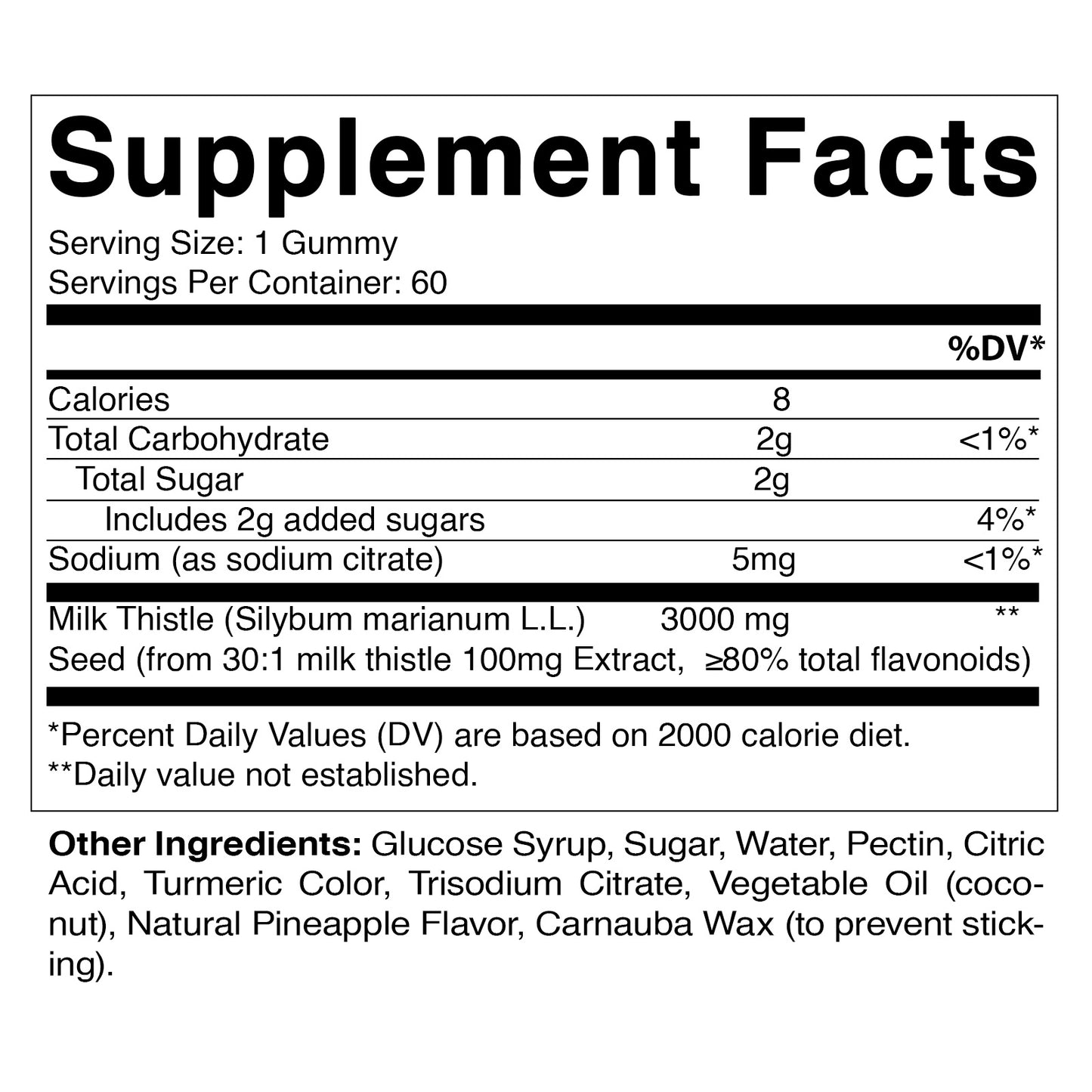 Vitamatic Milk Thistle Gummies - 3000 mg Equivalent - Min. 80% Silymarin Flavonoids - 60 Pectin Based Gummie