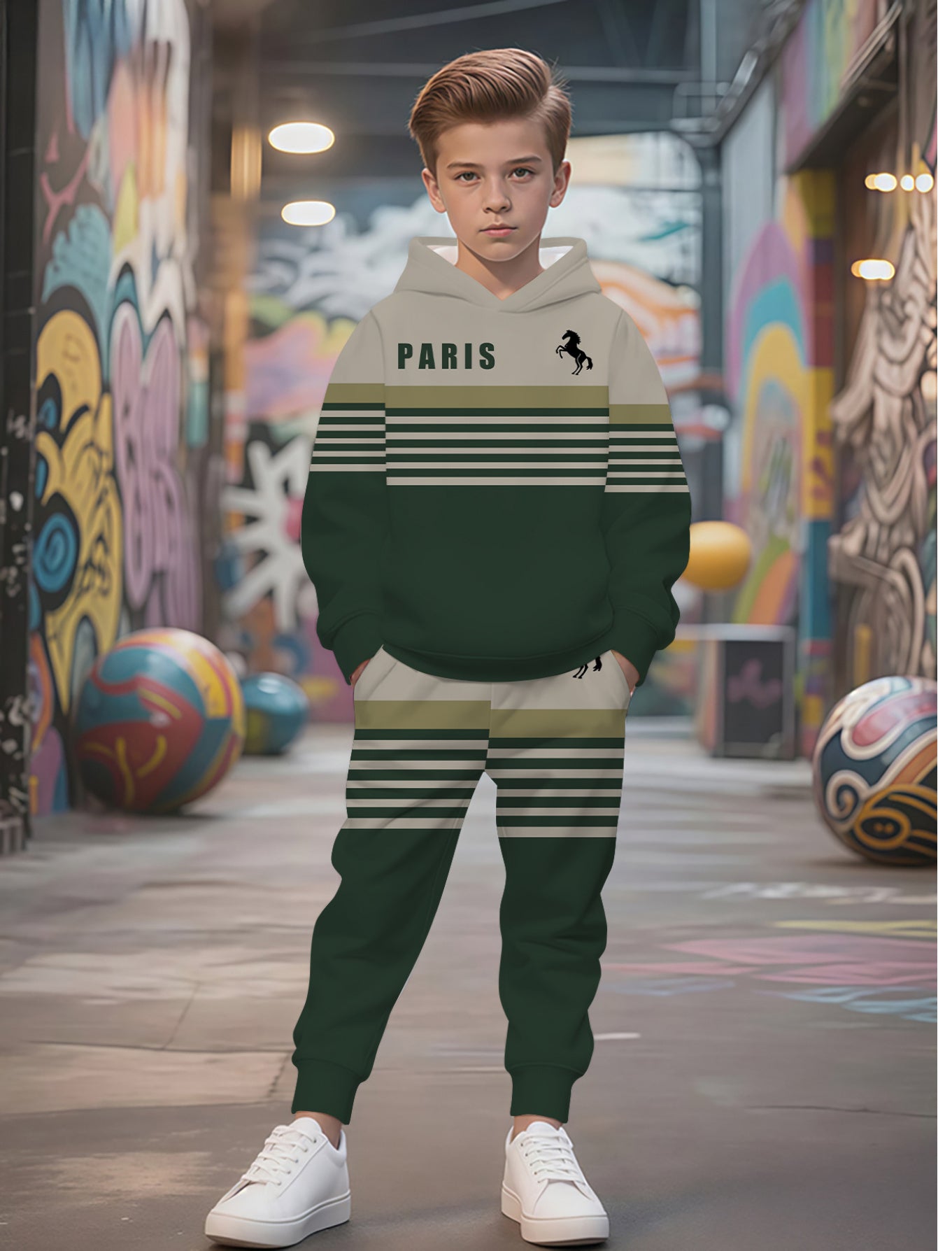 Casual Striped 3D Print Hoodie, Boys Long Sleeve Hoodie, Boys Casual Creative Graphic Design Pullover, Hooded Sweatshirt, Suitable for Autumn and Spring, Spring Fashion, Autumn Clothing, Pullover Hoodie, Soft Material, Durabl