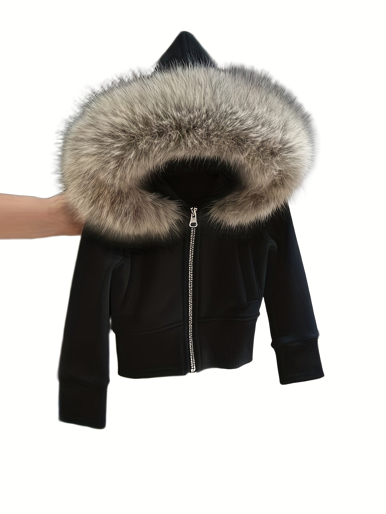 Girls' 2025 New Arrival Plush Lined Hooded Winter Jacket - Allover Coat with Pockets, Warm Outerwear for 8-15 Years, Machine Washable Cold Weather Clothing Suitable for 8-15 Years