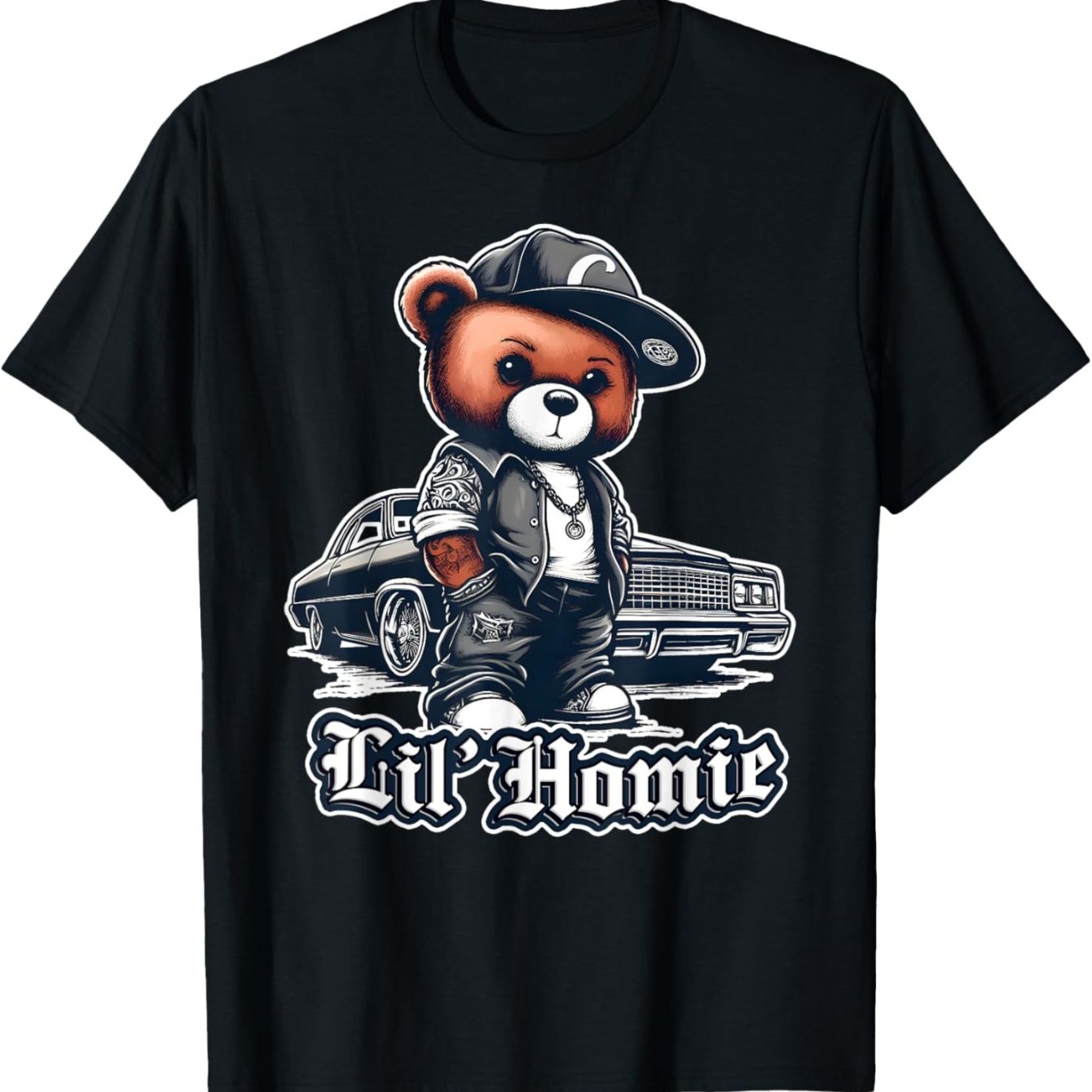 LIL HOMIE Shirt Cute Teddy Bear Hip Hop Lowrider Chicano T-Shirt