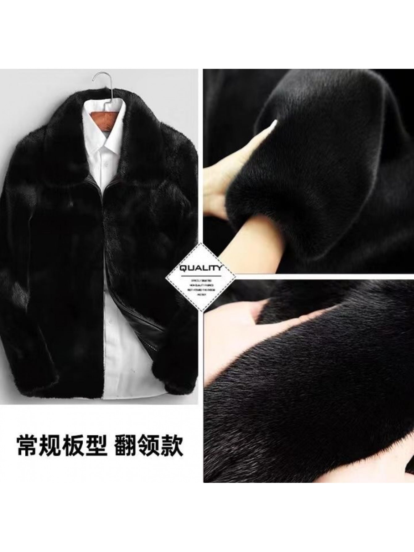 Men's Genuine Mink Fur Coat - Thickened Winter Jacket with Hood, Large Size Full-Length Collar &, Zipper Closure, Machine Washable - Luxurious Cold Weather Outerwear (Casual & Formal) - Faux Fur Jacket for Men