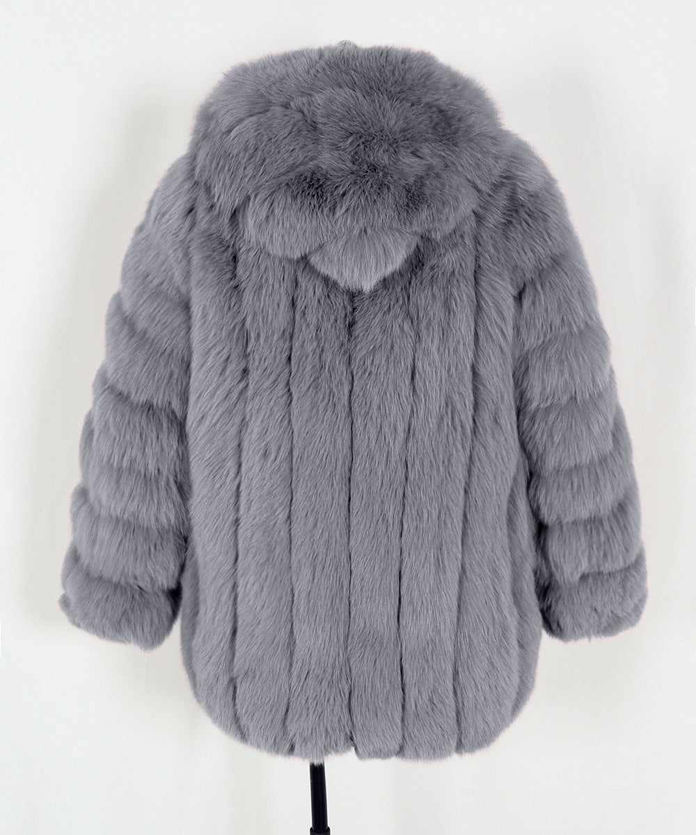 Plus Size, Plus-size Women's coat new European and American autumn winter faux fur warm fluffy plus-size Women's coat faux fox fur jacket fur winter wear plus-size fashion outwear