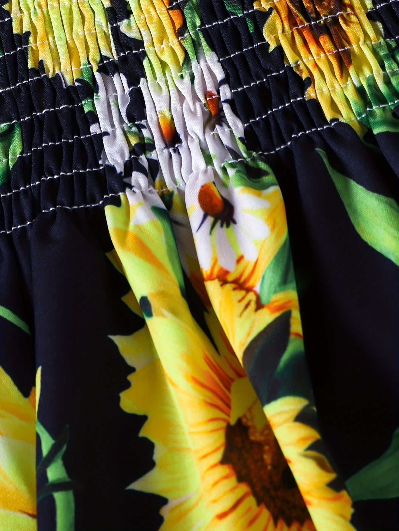 [Sunflower | Girls] Gradient Color Sunflower Princess Dress | Toddler Girls Shirred Cami Frill Trim | For Party Beach Vacation Kids Summer Clothes 4th Of July Outfit
