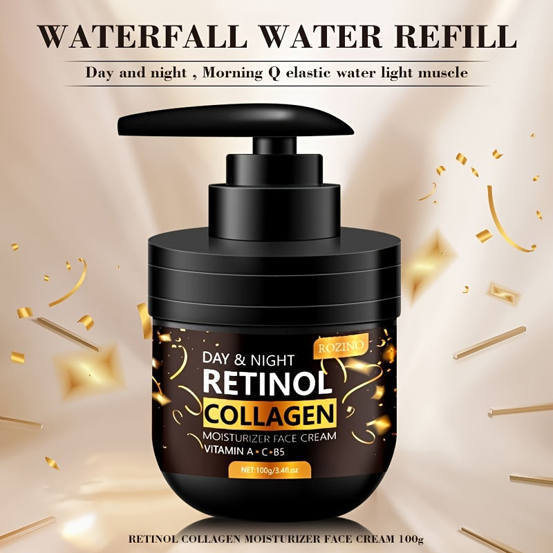 Retinol And Collagen Moisturizing Cream Enriched with Vitamin C And Hyaluronic Acid Provides Deep Hydration, Instantly Tightens And Lifts, And Enhances Skin Brightness. Suitable for All Skin Types, It Can Be Used Both Day And