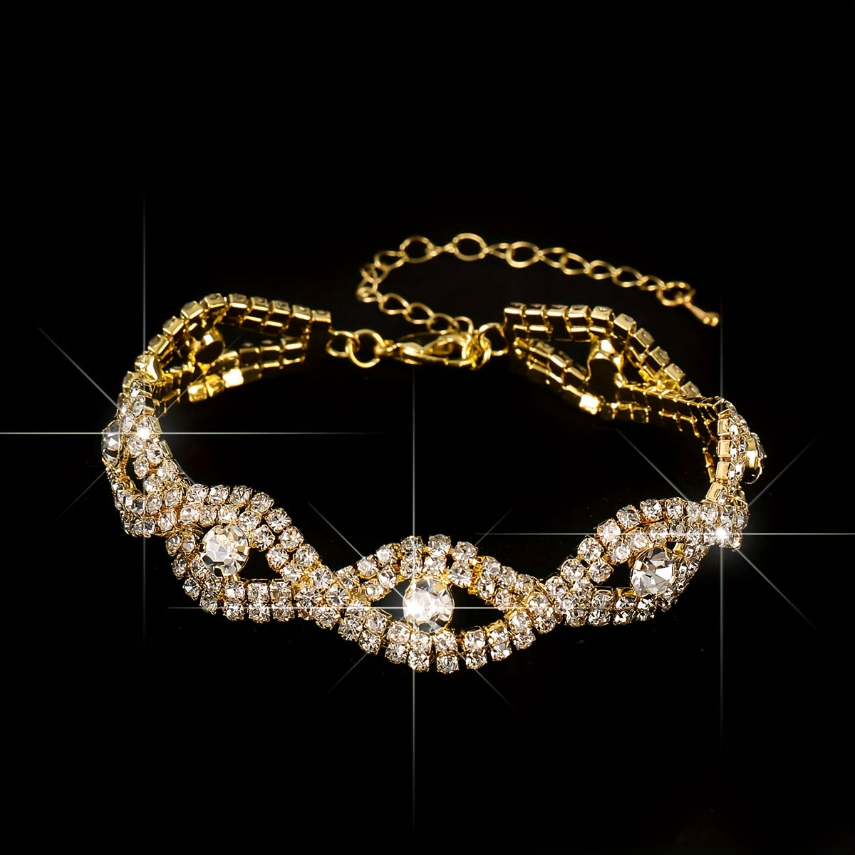 5pcs Women's Elegant Rhinestone-Embellished  Evening Handbag & Crossbody - Convertible Shoulder/Dance Party Wedding Accessory with Necklace, Earrings, Bracelet & Ring Gift Set (Golden) Suitable for Prom, Gala, Dinner Parties