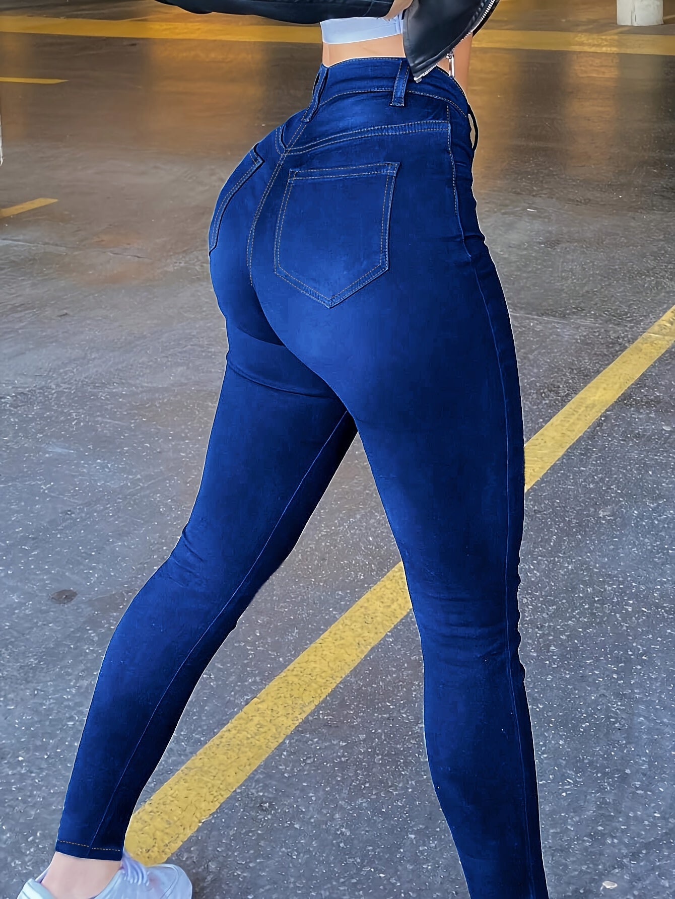Women's Elastic High-waist Denim Jeans Slim-fit for Summer Comfortable Casual Wearing