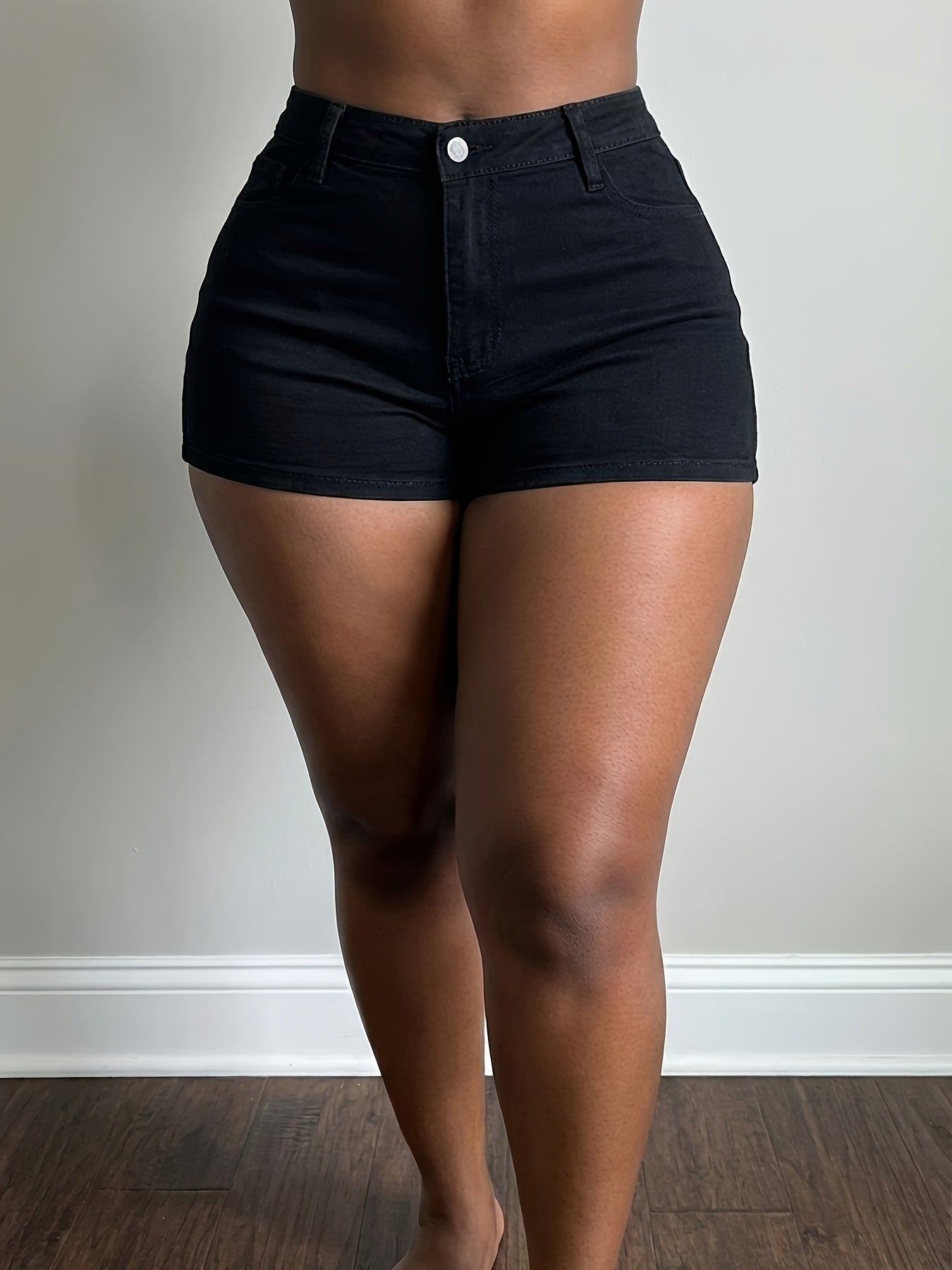Women's High Waisted Stretchy Denim Shorts Sexy Whiskering Fading Retro Versatile Casual Home Jean Shorts