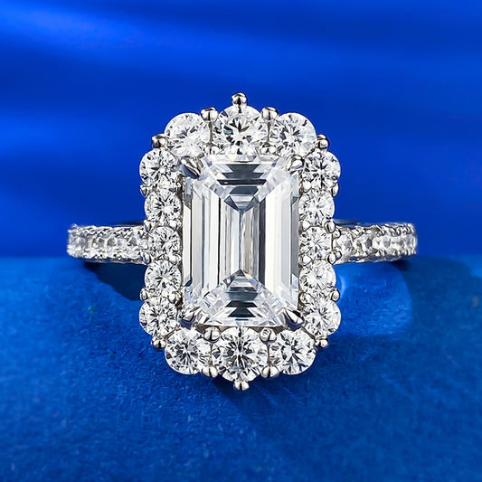 BRIOUS 1pc 69mm Rectangular Cubic Zirconia S925 Silver Ring Fashion Hip Hop, Suitable For Anniversaries, Engagements, Parties, Weddings, Birthday Gift Rings