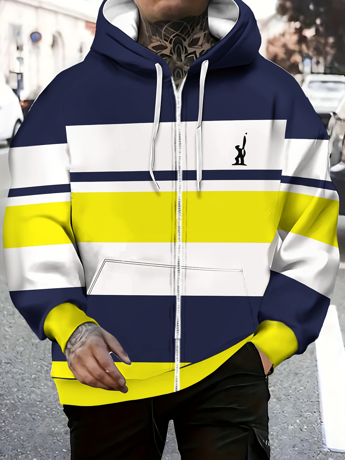 Men's Hooded Zip-Up Jacket - Full-Zip Front Closure,