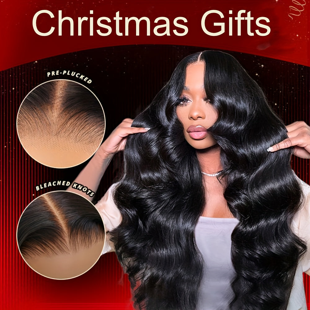 250% Upgrade High-Density 13x6 Full Glueless Wigs Human Hair Pre Plucked Pre Cut, Body Wave Lace Front Wigs Human Hair, 3D Dome Cap Ready to Wear Glueless Bleached Knots Lace Front Wig Christmas Gifts 16-40Inch