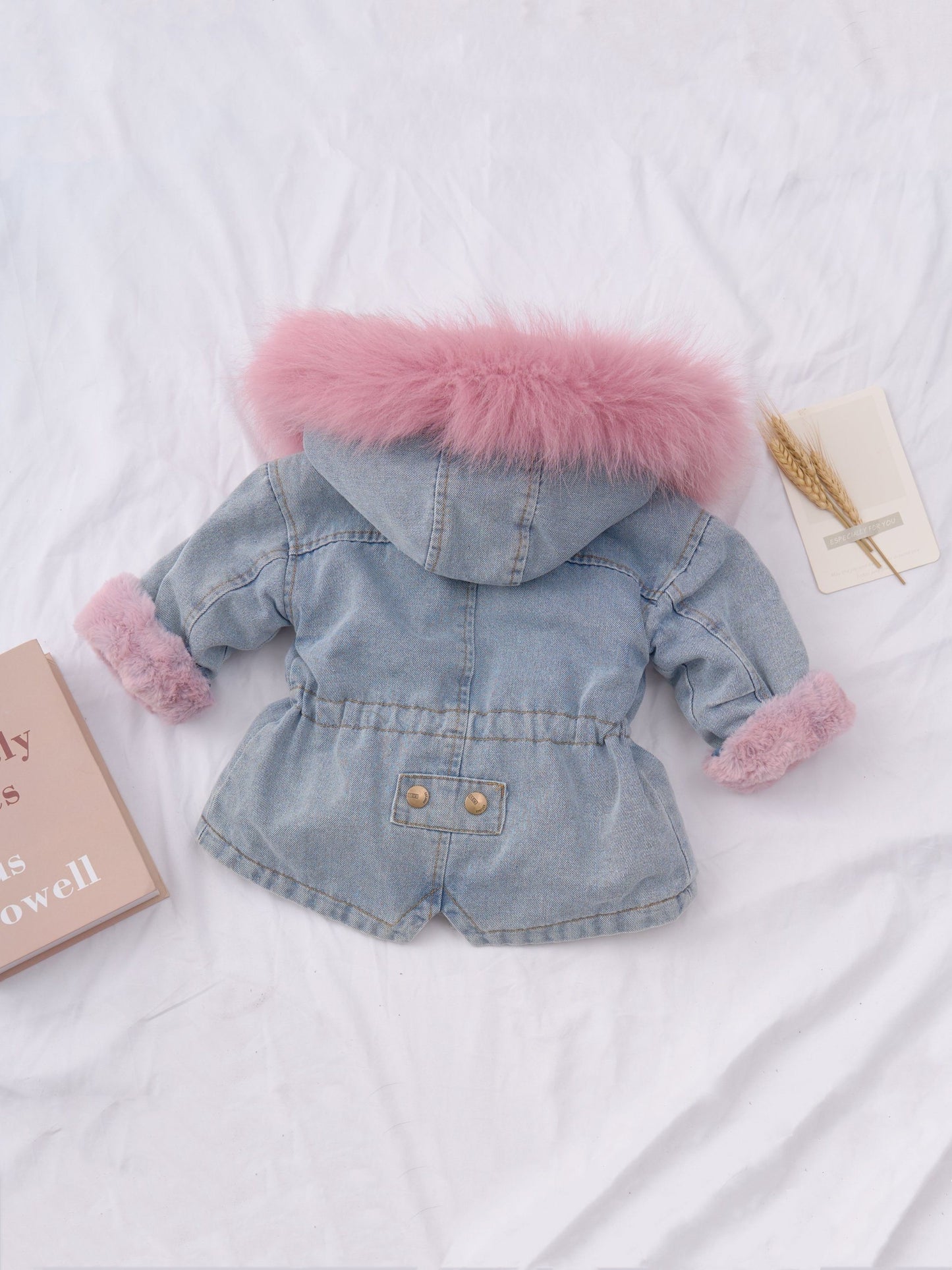 Holly Oversized Denim Fur Hooded Winter Coat Jacket