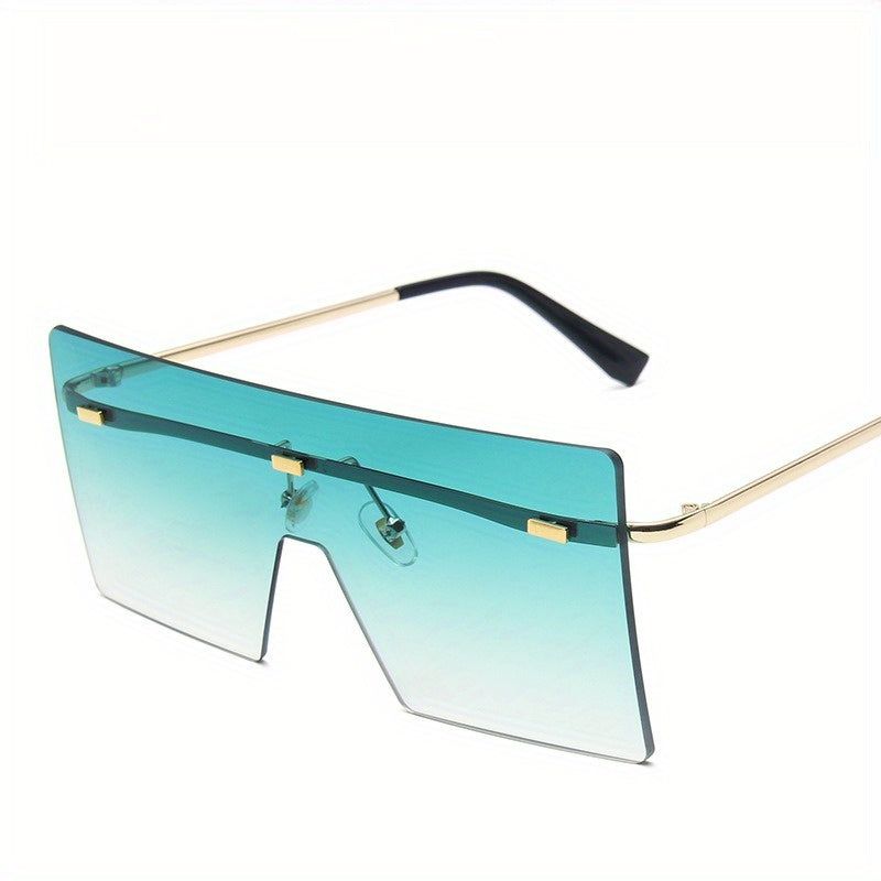 Stylish Square Frameless Fashion Glasses for Women & Men - Ocean-Themed, Lightweight Plastic Hinges, Perfect for Street Style & Fashionable Photo Props, Stylish Glasses