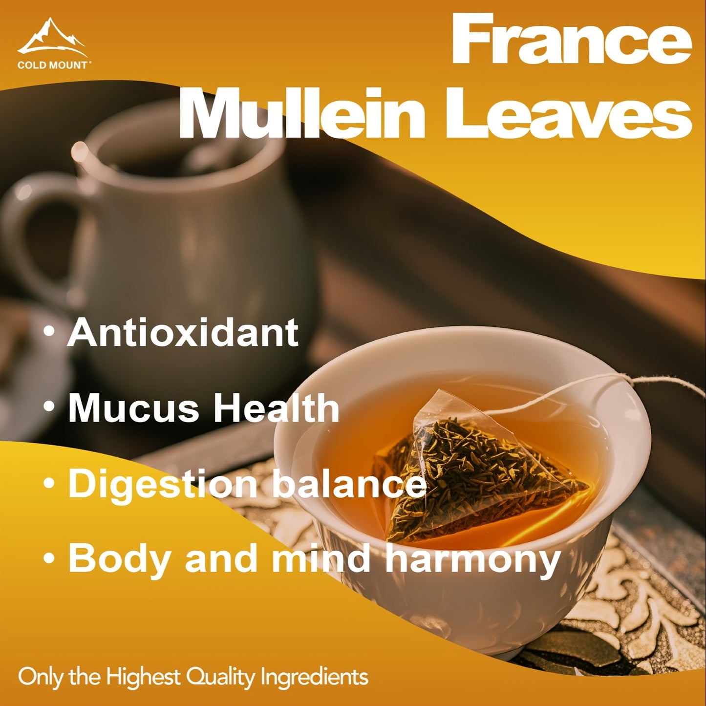 [Natural COLD MOUNT] Natural Herbal COLD MOUNT 50 Mullein Leaf Tea Bags | Caffeine-Free, Sugar-Free For Lung Cleansing & Breathing Health