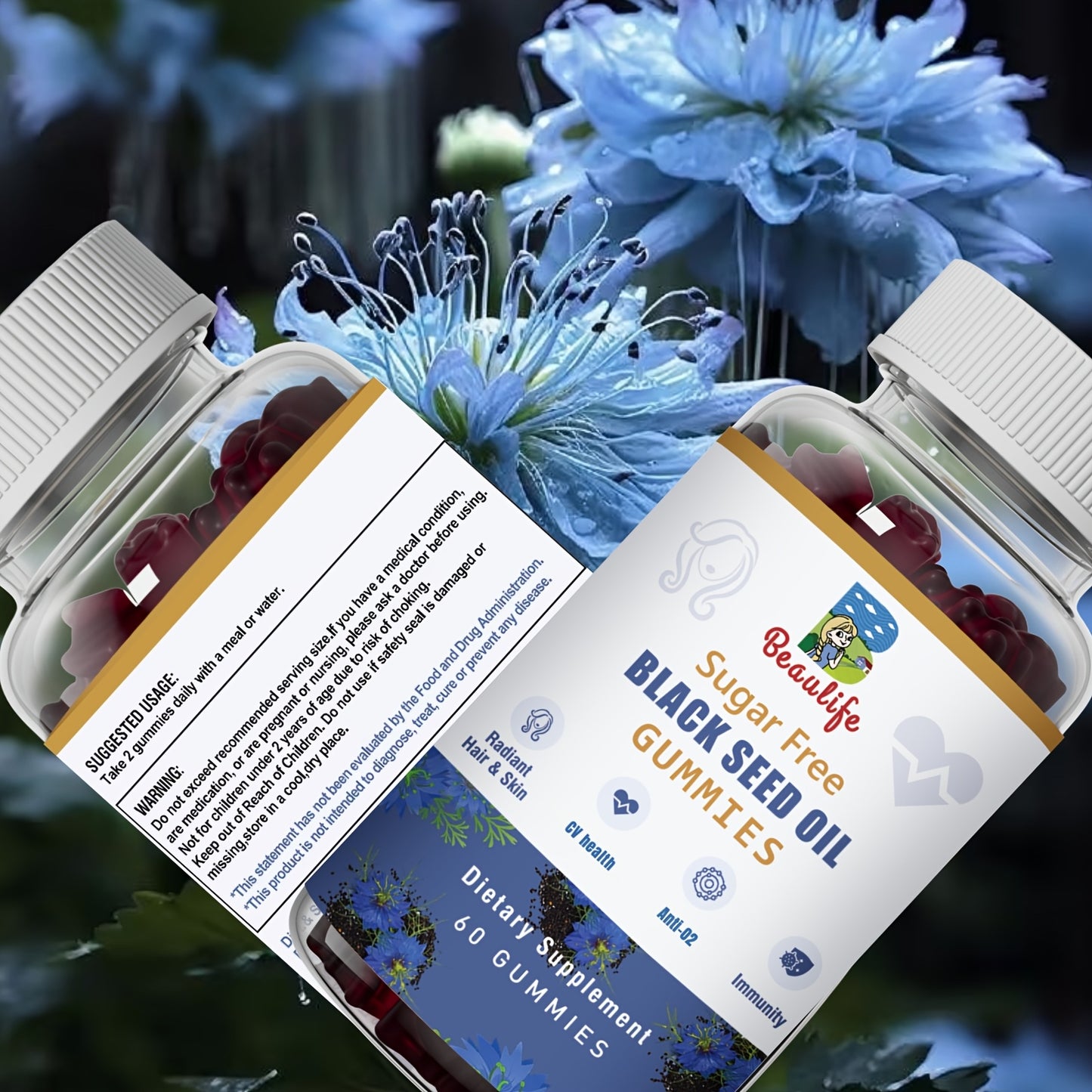 [Black Seed Oil Gummies Plus] Multi-Nutrient Black Seed Oil Gummies - With Sea Moss, Ashwagandha Extract, Elderberry, Turmeric, Vitamin C, Vitamin D, Zinc, Beet Root Powder