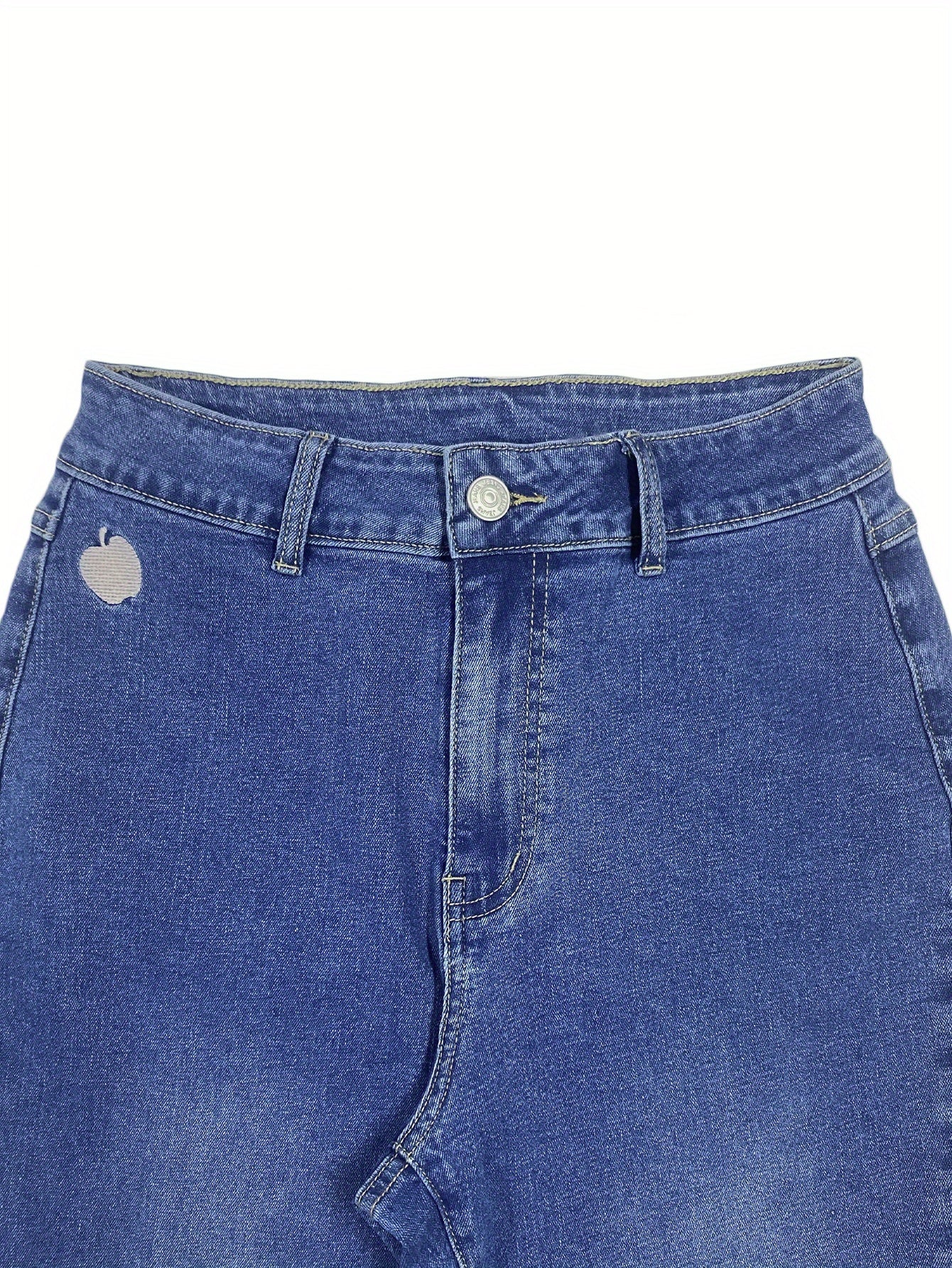 Women'S Y2K Streetwear Low-Rise Flare Jeans - Stretch Denim with Geometric Pocket Design, Long Length, Black & White Contrast, All-Season Comfort Fit, Streetwear Fashion | Y2K Fashion | Stretch Denim Jeans