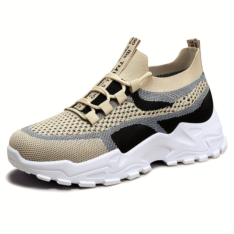 Women'S Stylish Knit Athletic Sneakers, Trendy Vibrant Low-cut Platform Walking Shoes, Airy Lightweight Comfortable Casual Footwear Extended Sizes