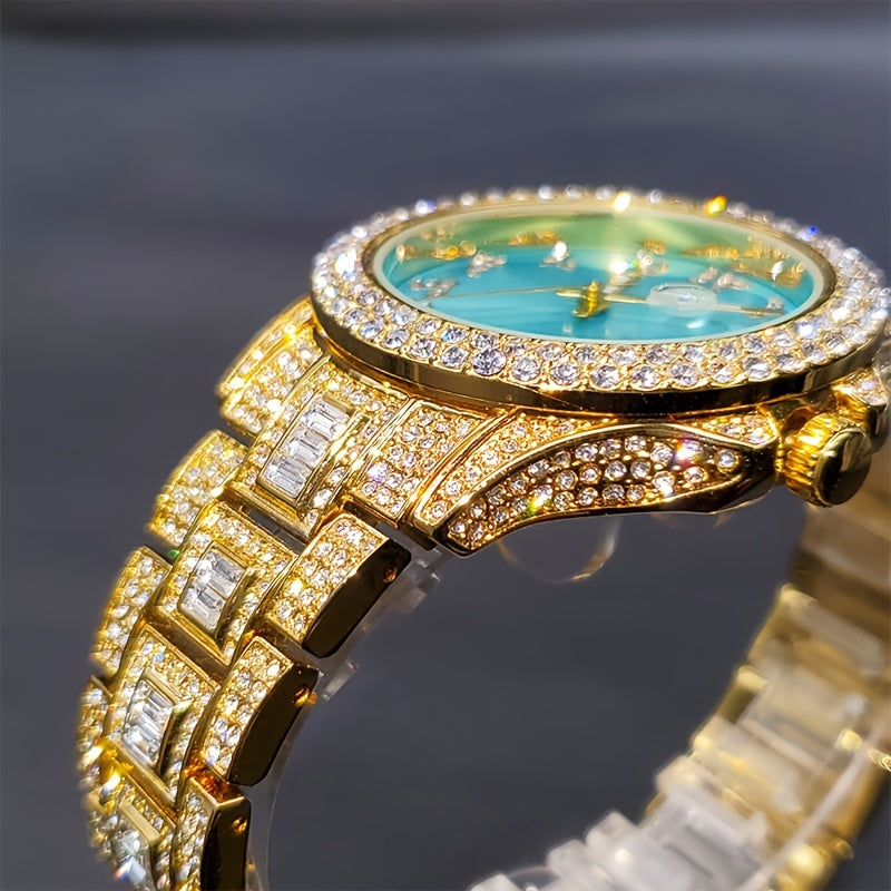 [MISSFOX Quartz Watch] MISSFOX Fashion Brand Unisex Quartz Watch | Street Hip Hop Style, Shining Water Rhinestone Time Meter, Wedding Party Jewelry, New Product Airdrop