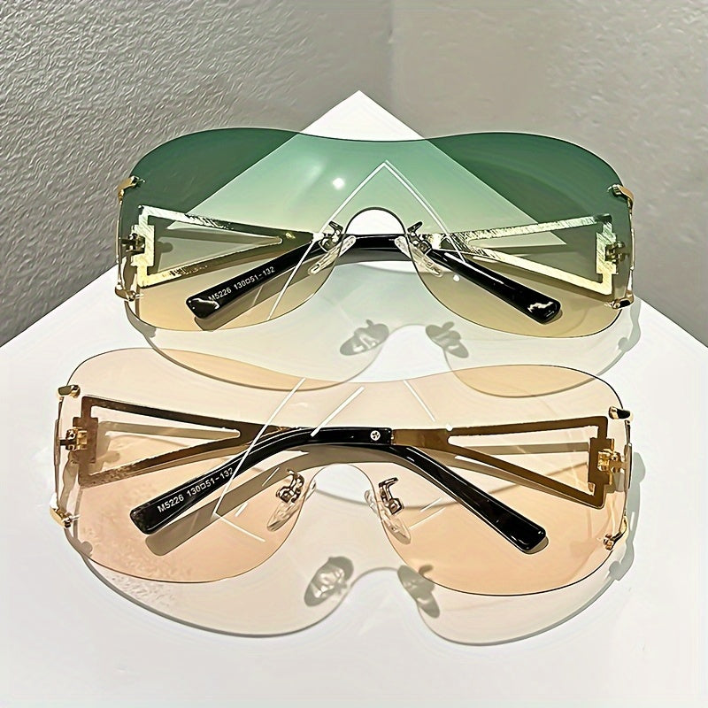 Women'S Rimless Wraparound Glasses - Non-Prescription Everyday & Formal Eyewear, Lightweight Zinc Alloy Frame, Modern Minimalist Look for Parties, Photoshoots - Compatible with Prescription Lenses, Party Accessories, Stylish