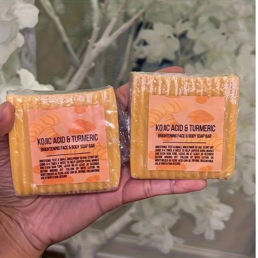 Turmeric Soap Bar for Face Body Smooth Light Beige, Deep Cleansing, Natural Vegan Handmade Soap Sensitive Light Beige Formula Turmeric & Kojic Acid Brightening Soap, Kojic Acid Soap, Soap Body Care Body Wash Lemon Flawless