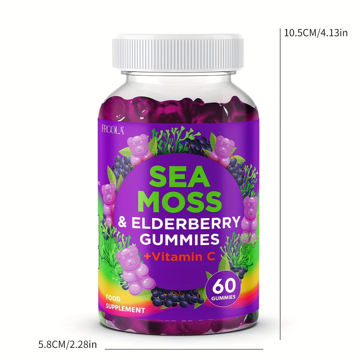 [Sea Moss Gummies] 60 Sea Moss & Elderberry Gummies | 71850mg Upgrade Formula- Sea Moss, Black Elderberry, Vitamin C And Zinc