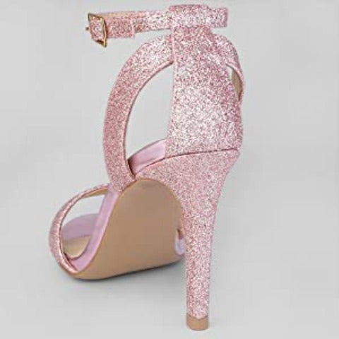 Women'S Glitter Ankle Strap Stiletto High Heel Sandals