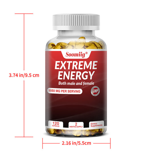 Red Ginseng, Maca and Saw Palmetto Supplement 9050mg - Everyday Energy Support for Men and Women - 120 Softgels